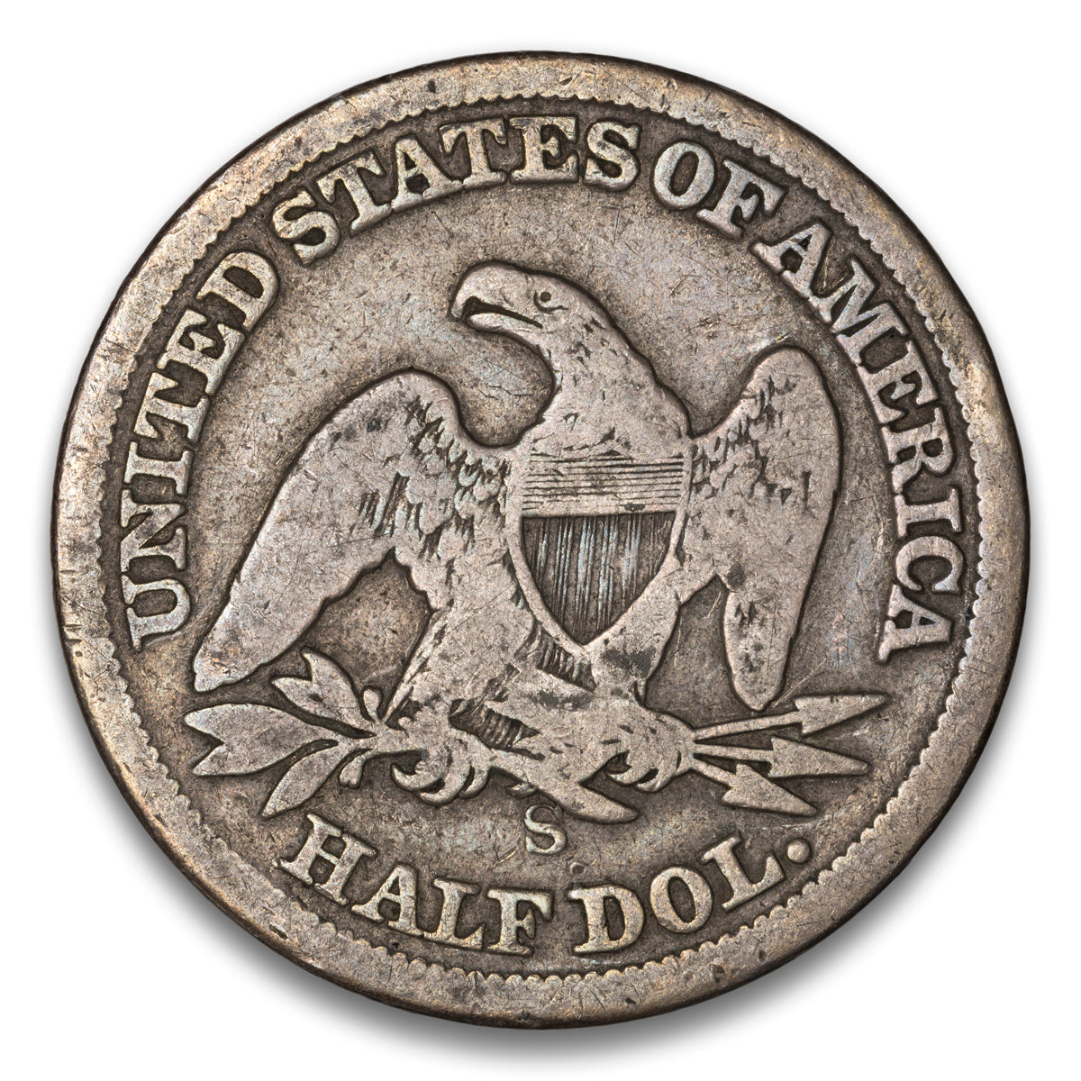 US 50 Cent Seated No Motto 1864S WB-1 Large S Non-Certified G-6