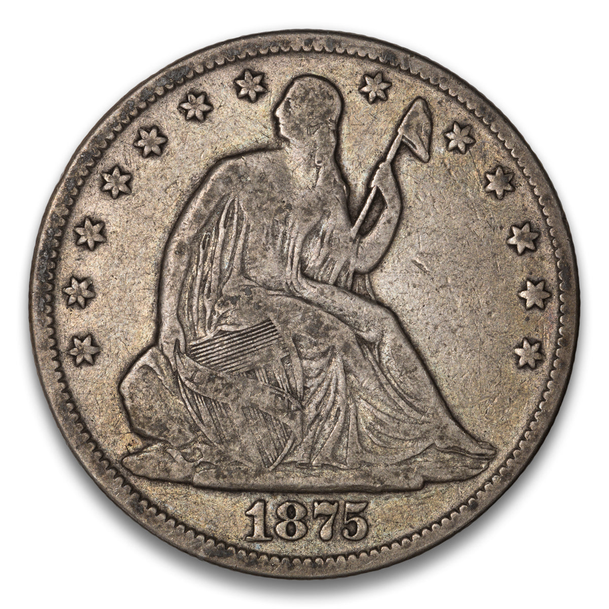 US 50 Cent Seated With Motto 1875 WB-101 Non-Certified F-12