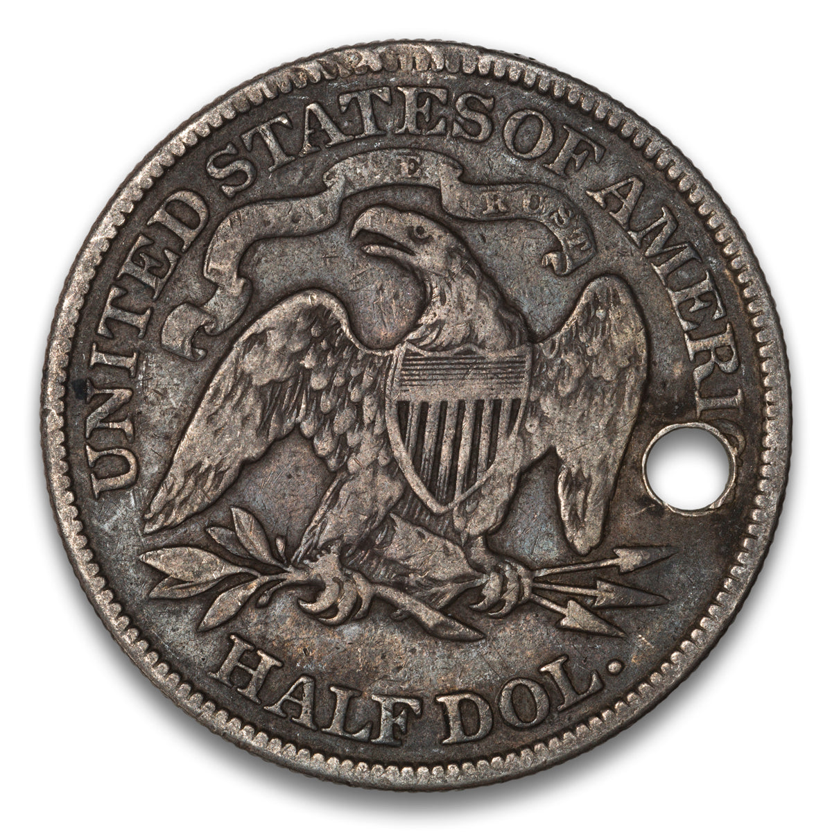 US 50 Cent Seated With Motto 1877 WB-103 Type 2 Closed Bud Non-Certified F-12