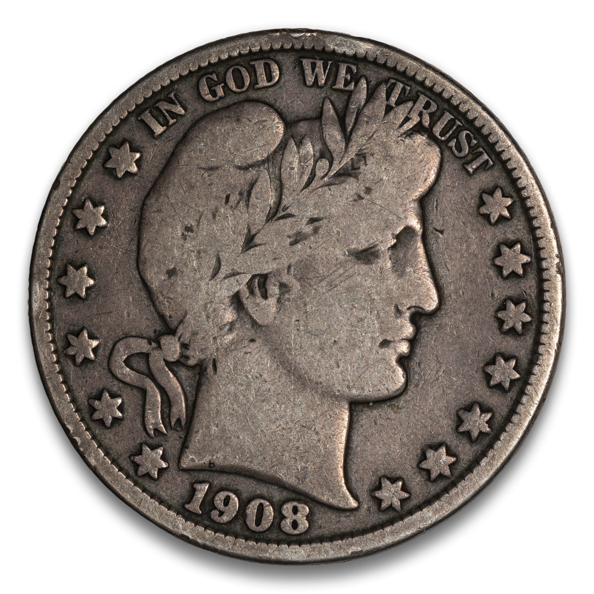 US 50 Cent Barber 1908D VG-10