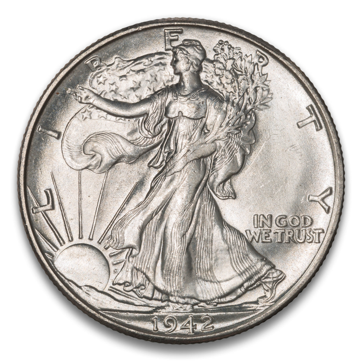 US 50 Cent Walking 1942D MS-64