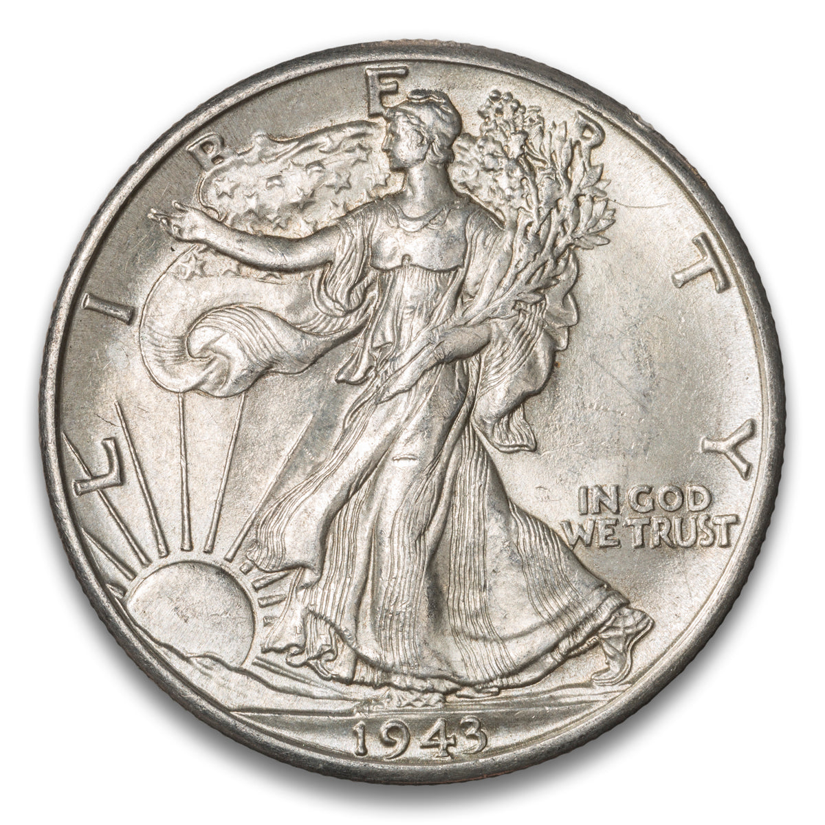 US 50 Cent Walking 1943D AU-58