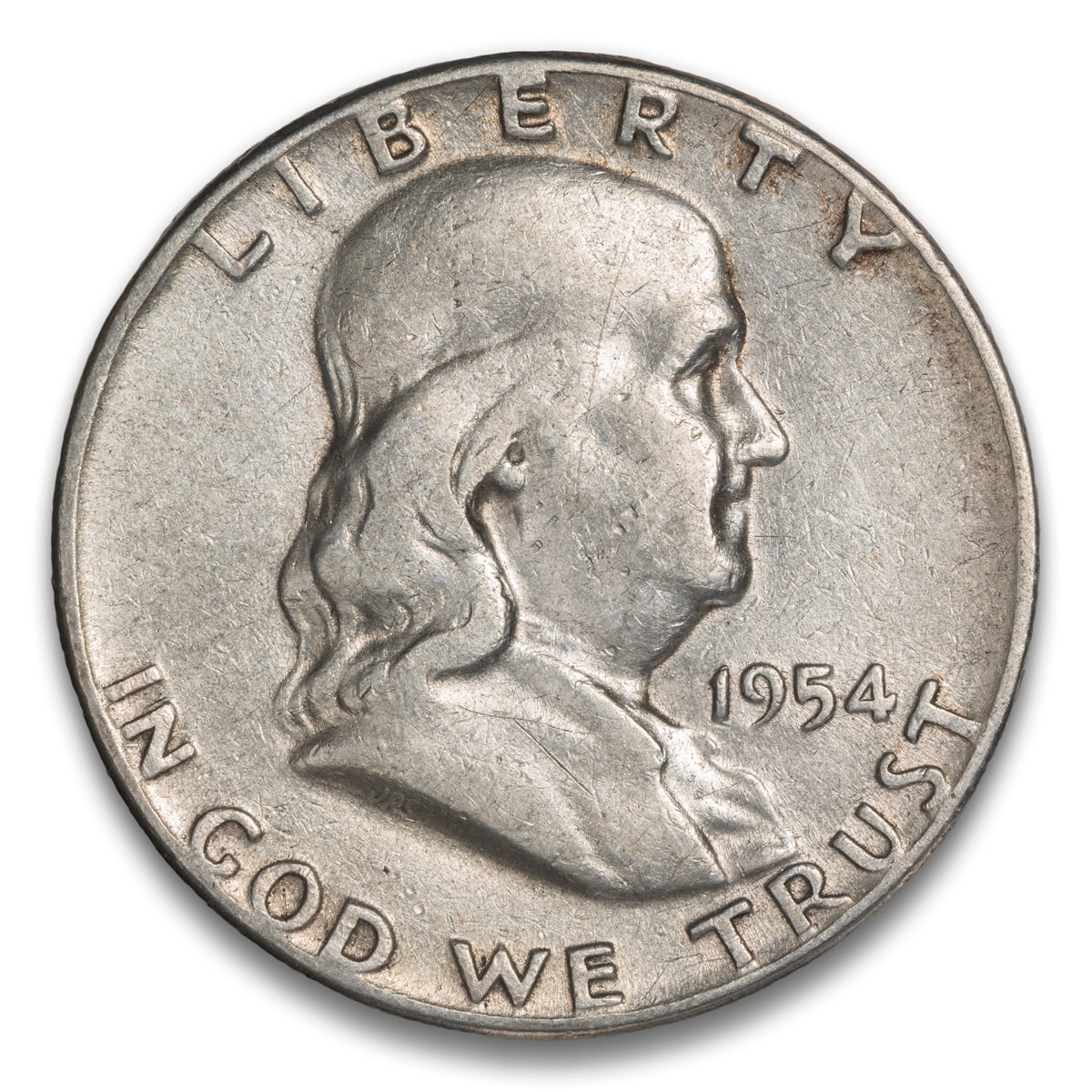 US 50 Cent Franklin 1954 Reverse planchet flaw VG-8