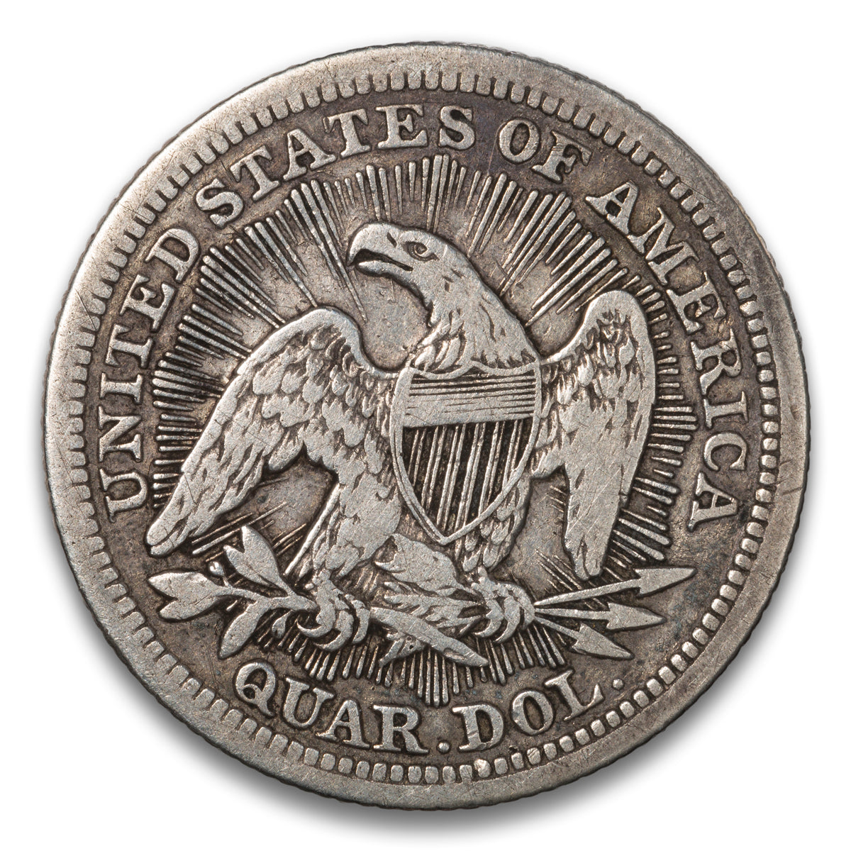 US 25 Cent Seated Arrows & Rays 1853 VF-25