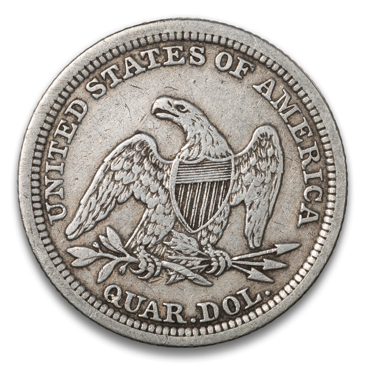 US 25 Cent Seated No Motto, Arrows 1855 VF-25