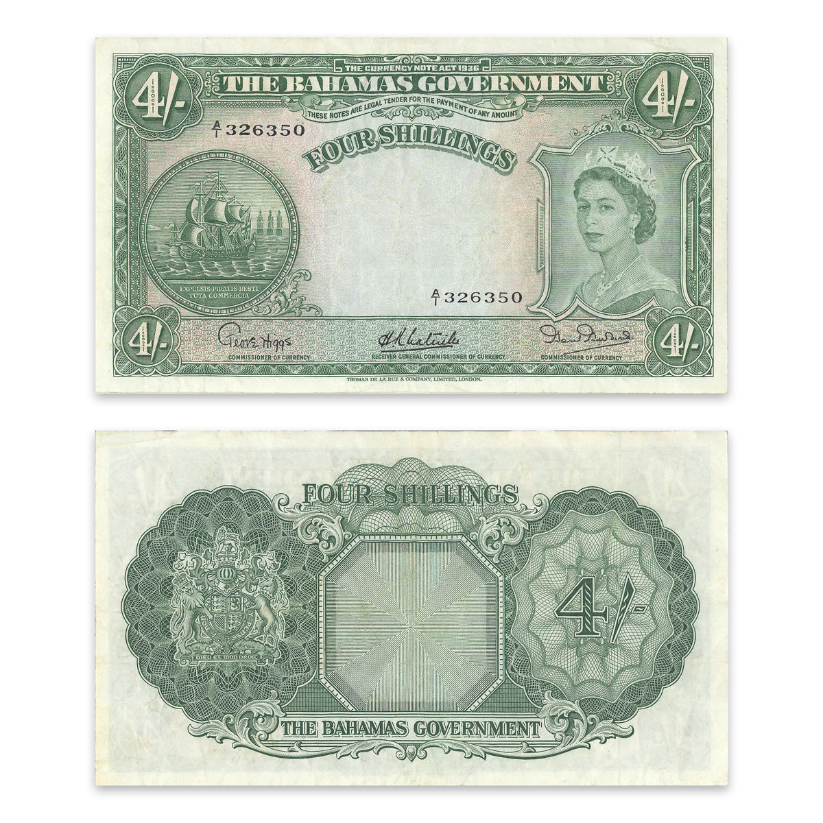 Bahamas 4 Shillings 1953 P# 13a VF-30