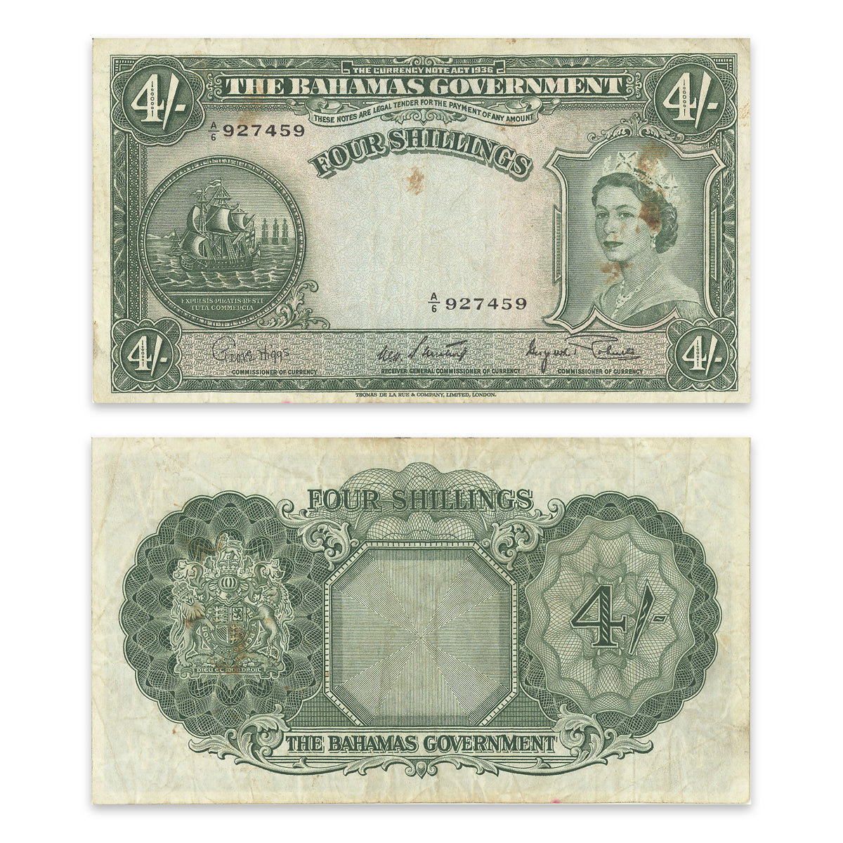 Bahamas 4 Shillings 1953 P# 13d VF-20