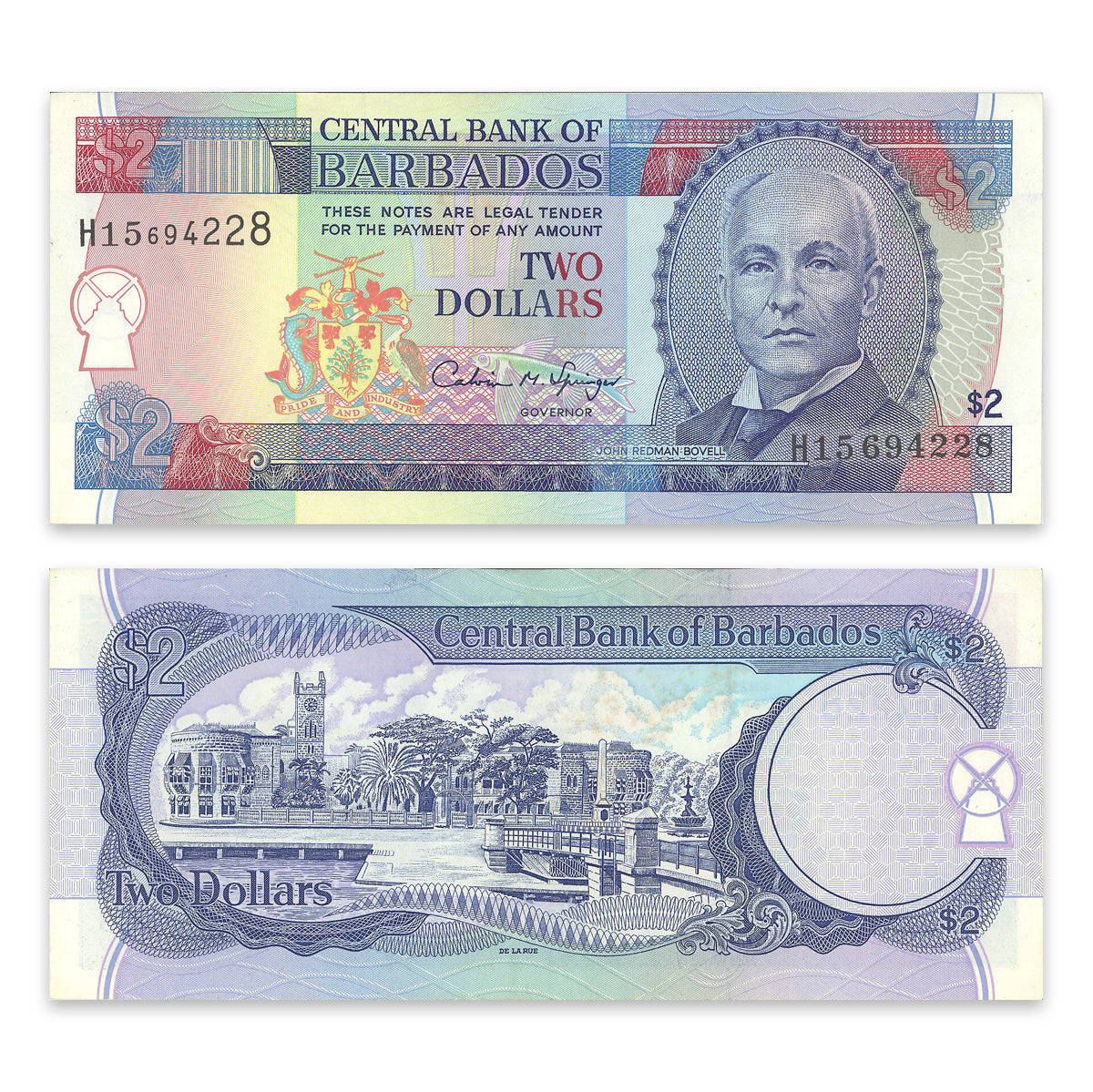 Barbados 2 Dollars 1995 P# 46 EF-45