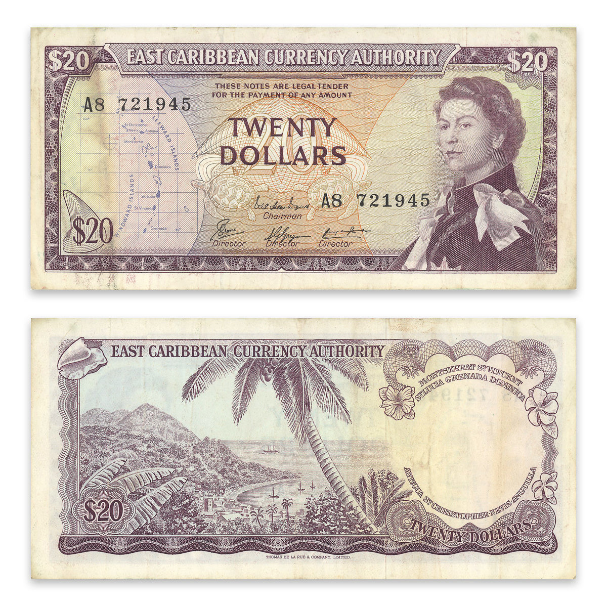 East Caribbean States 20 Dollars 1965 P# 15f VF-30