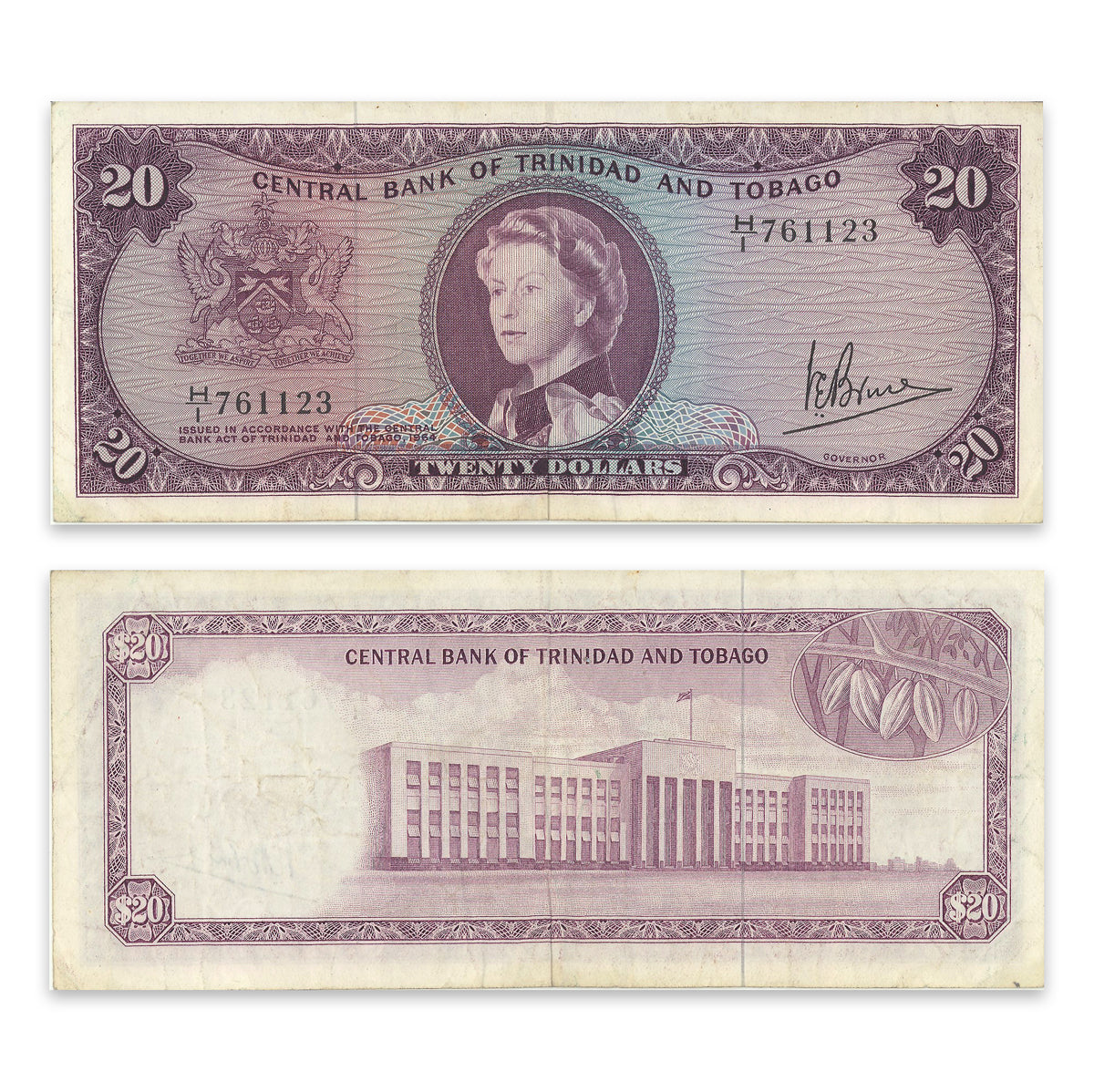 Trinidad & Tobago 20 Dollars 1964 P# 29c VF-25