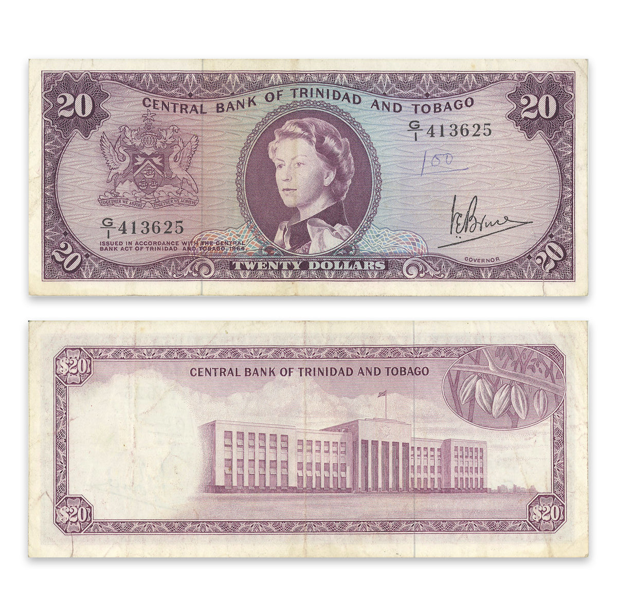 Trinidad & Tobago 20 Dollars 1964 P# 29c VF-25