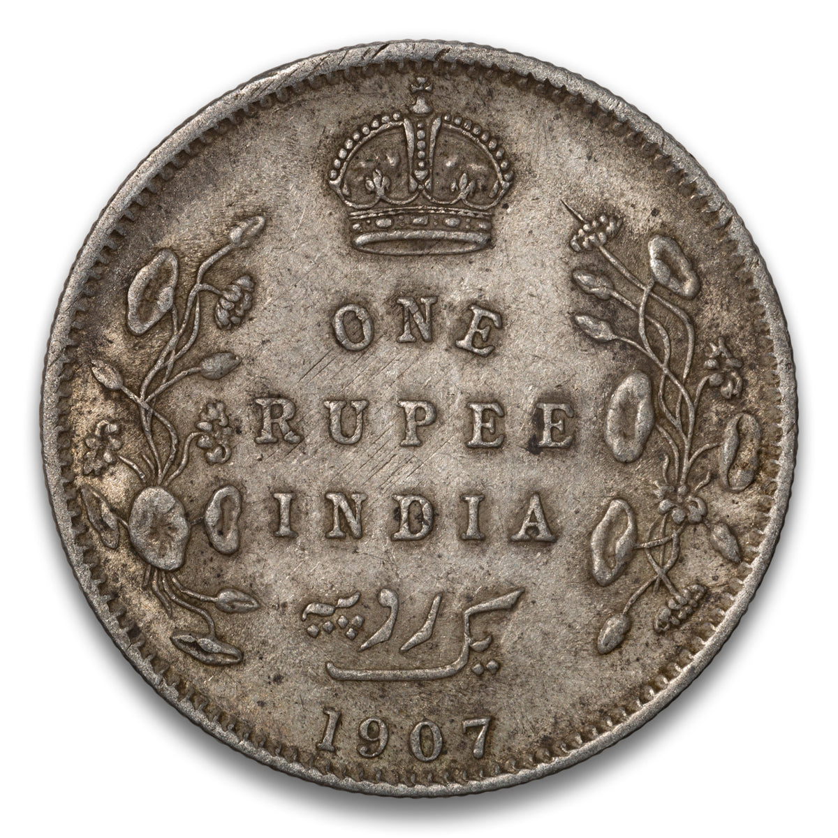 India Silver 1 Rupee 1907
