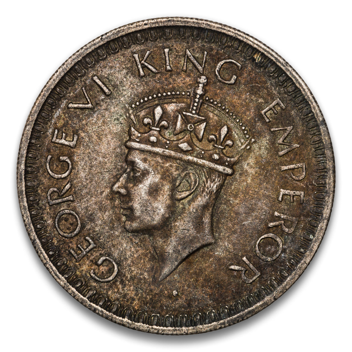 India Silver 1/2 Rupee 1945