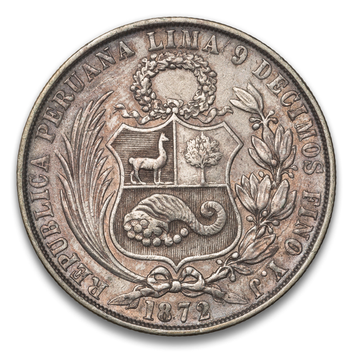 Peru Silver 1 Sol 1872 YJ
