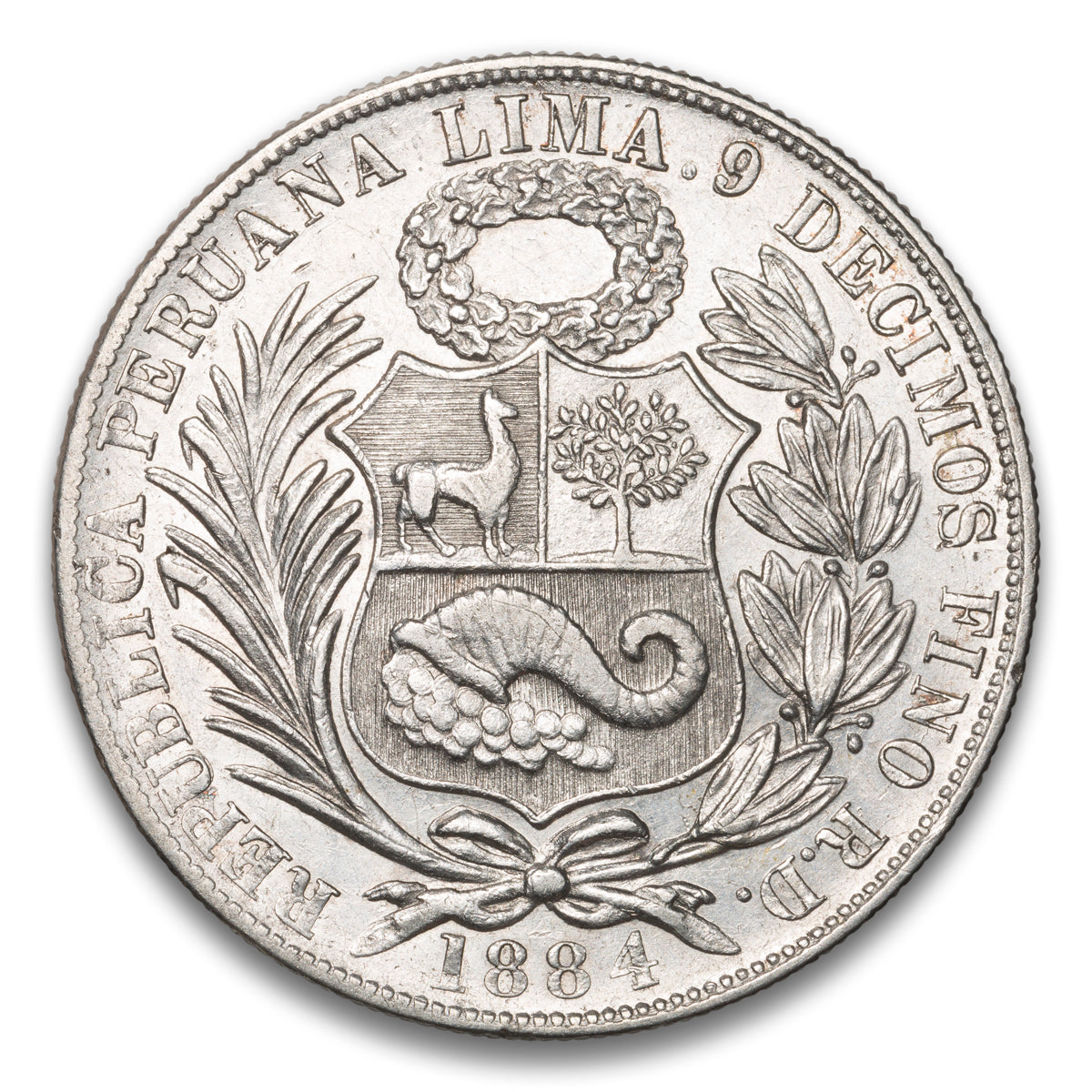 Peru Silver 1 Sol 1884 RD