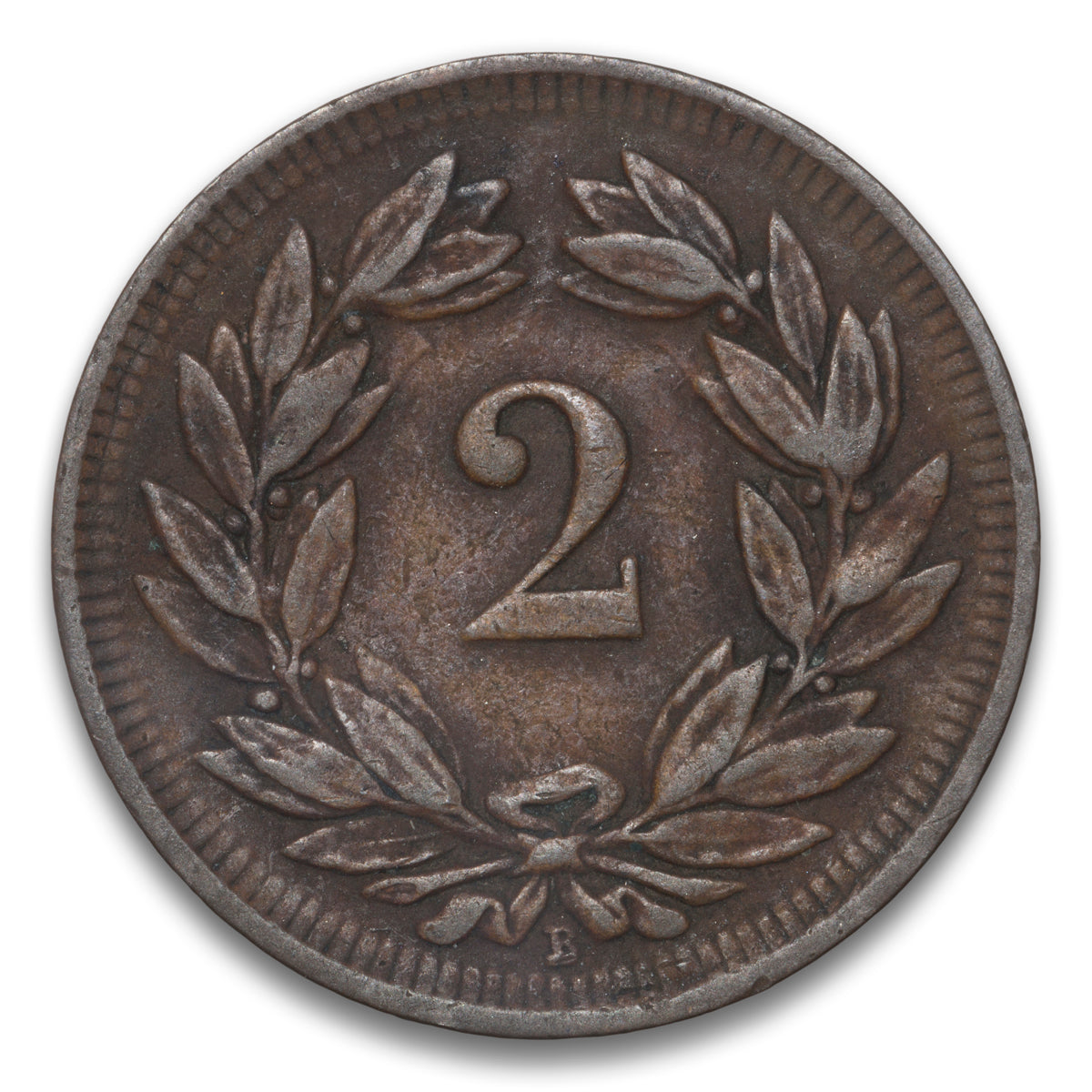 Switzerland Bronze 2 Rappen 1900 B