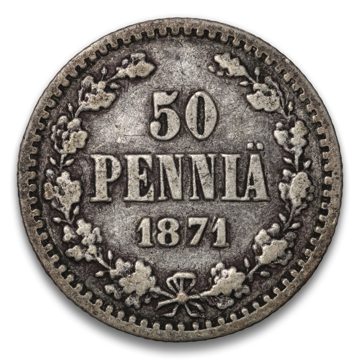 Finland Silver 50 Pennia 1871 S