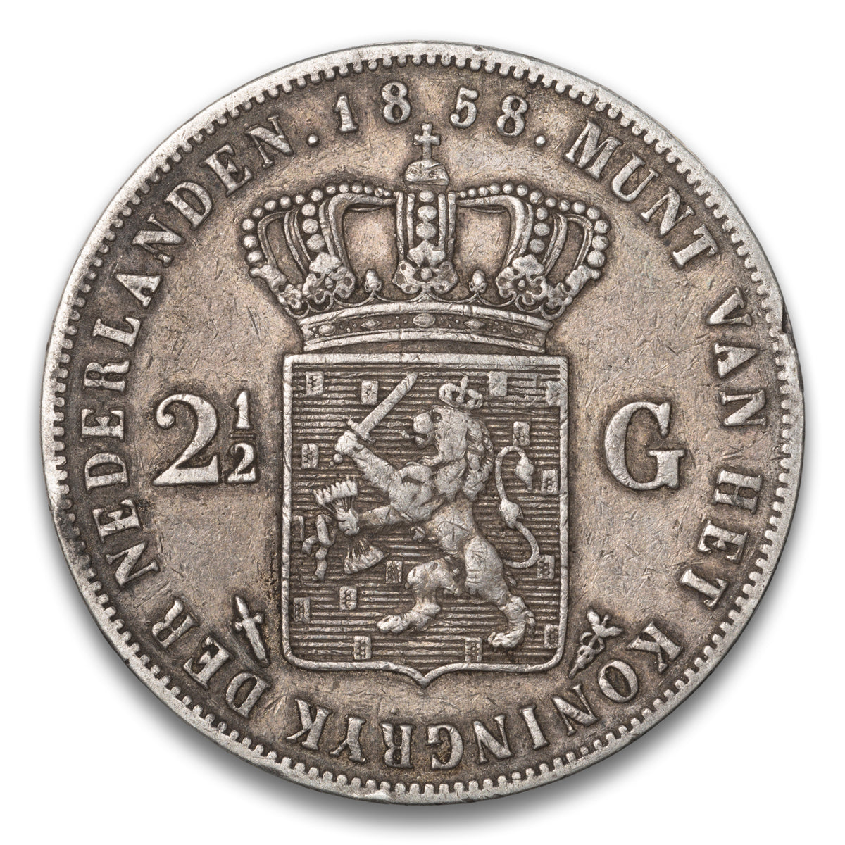 Netherlands 2 1/2 Gulden 1858