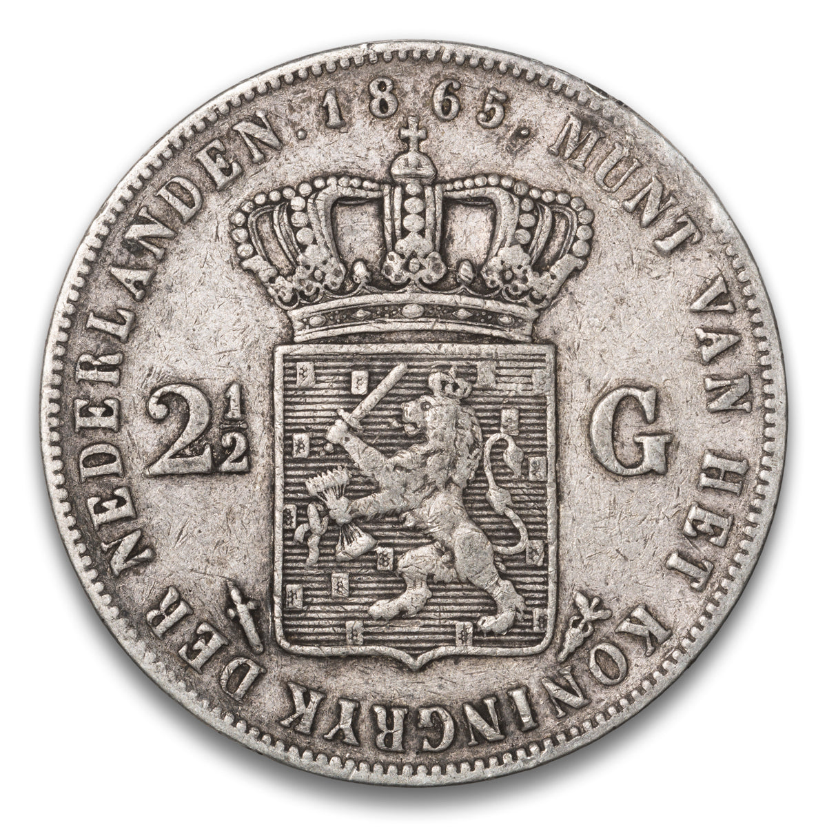 Netherlands 2 1/2 Gulden 1865