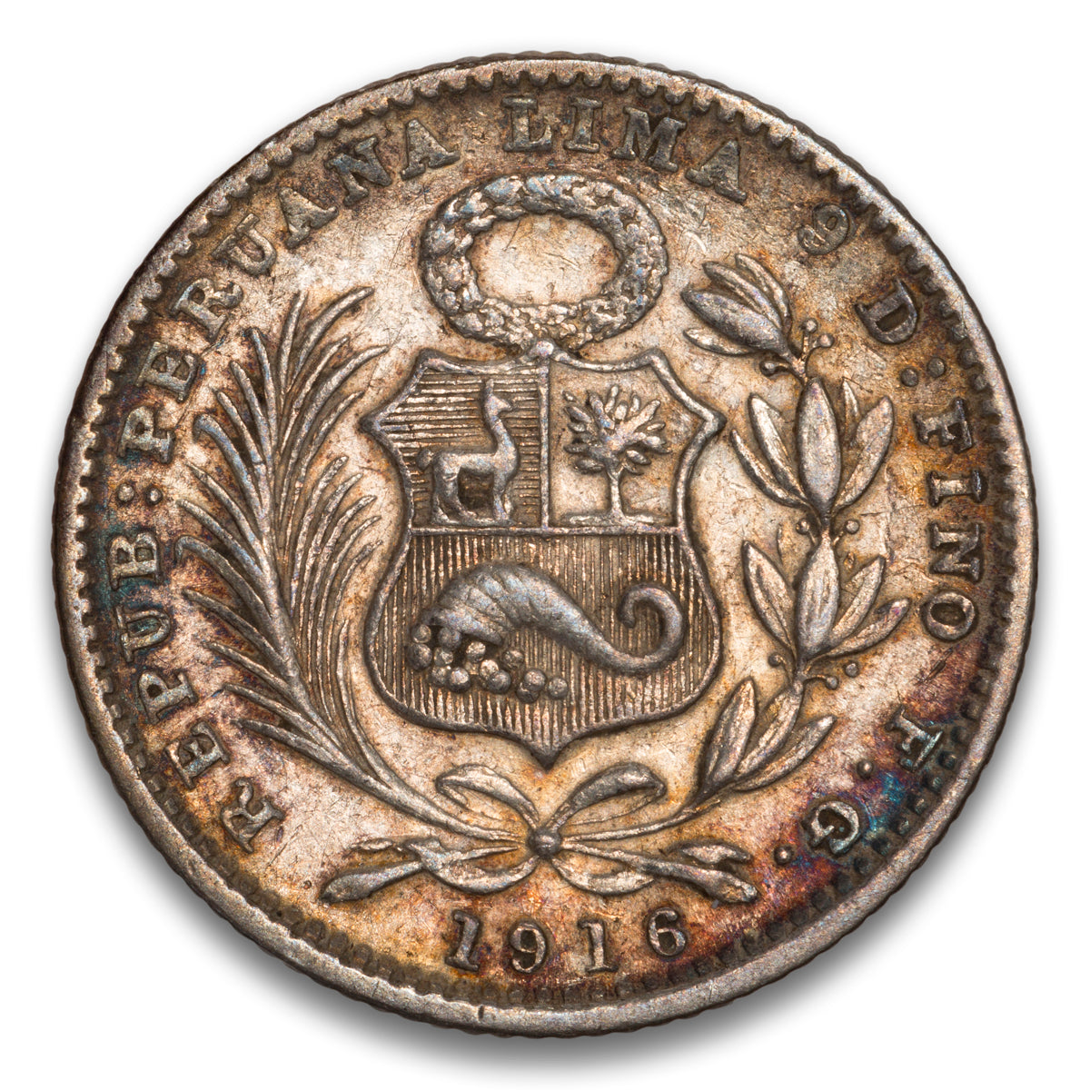Peru 1 Dinero 1916 FG Small Date