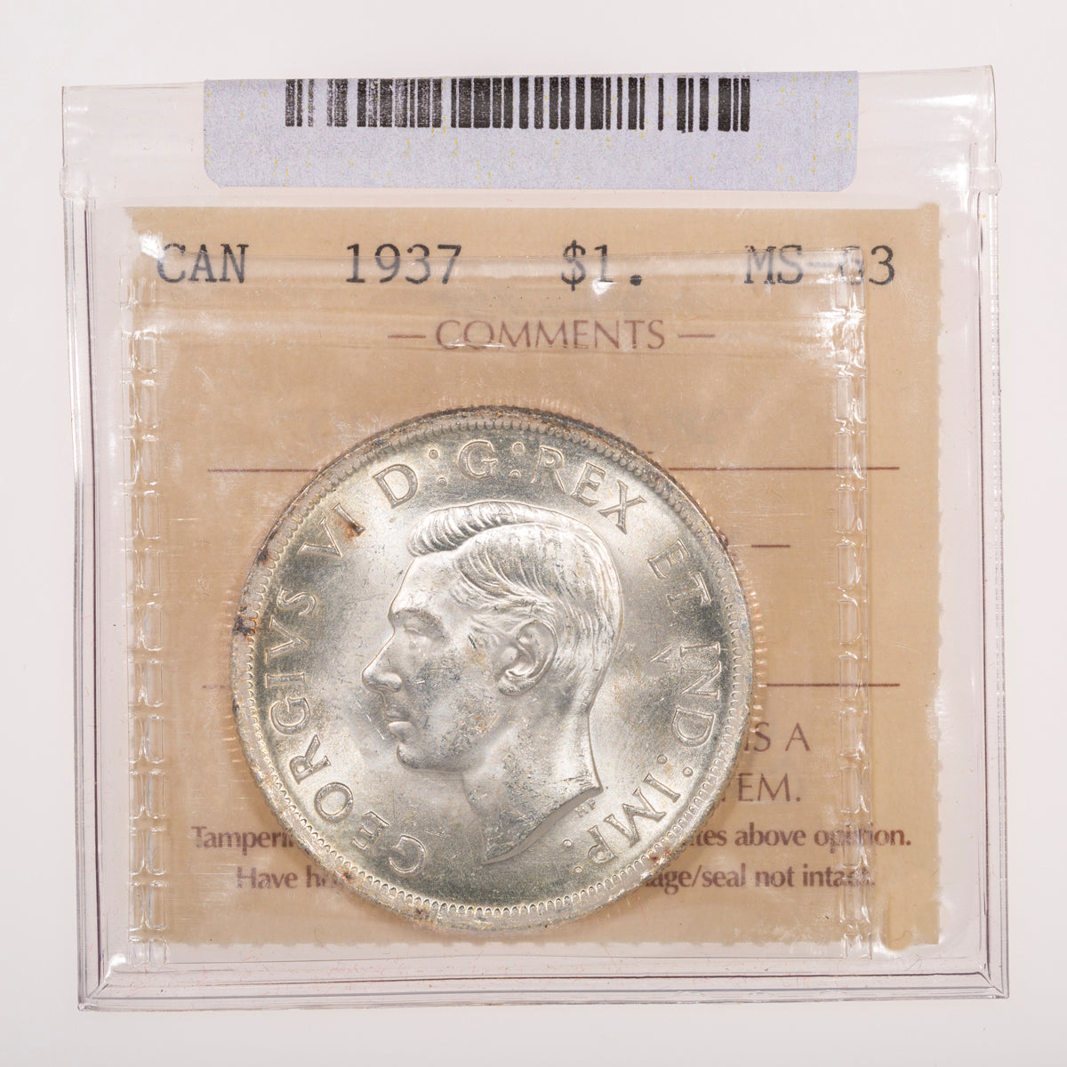 $1 1937 ICCS MS-63
