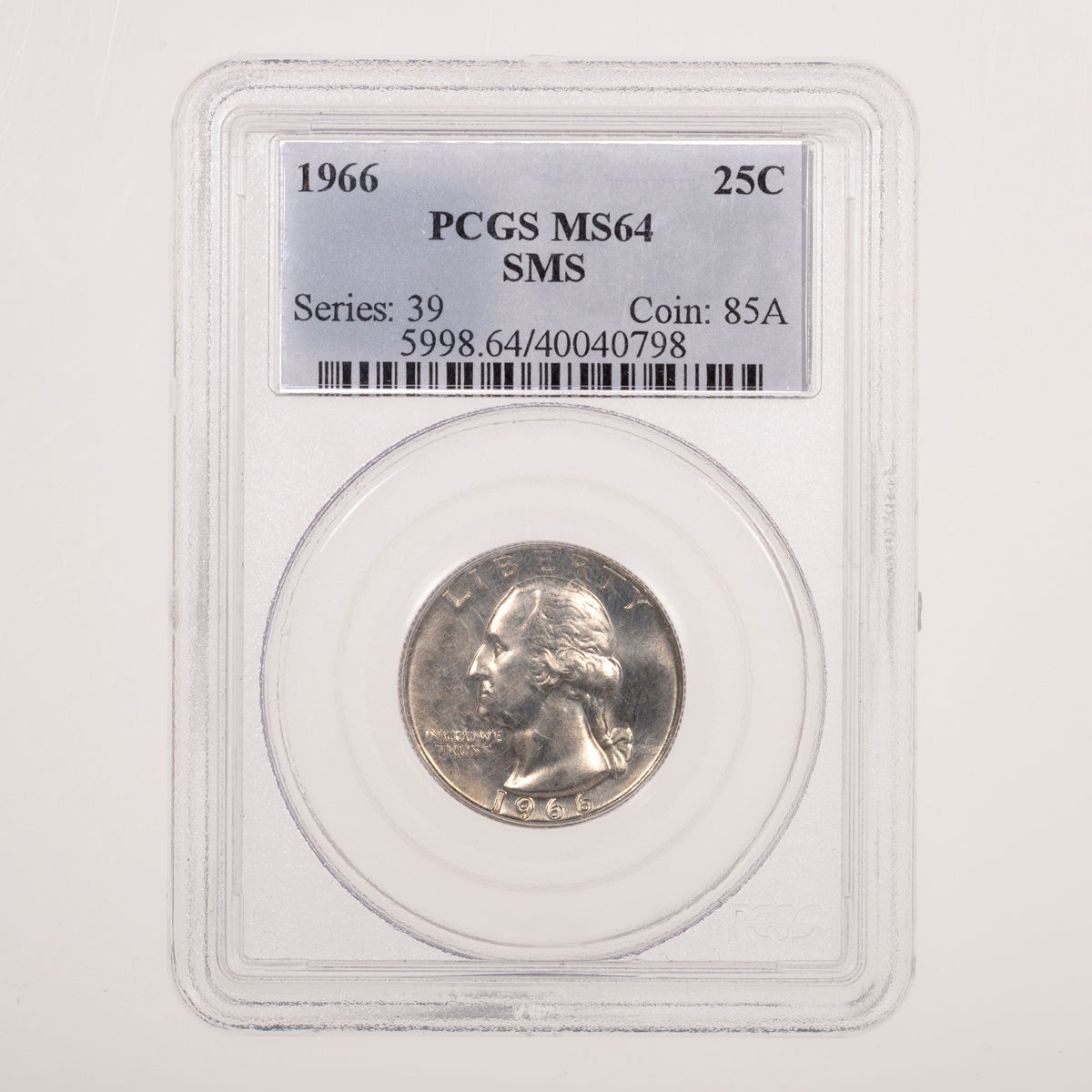 US 25 Cent Washington 1966 SMS PCGS MS-64