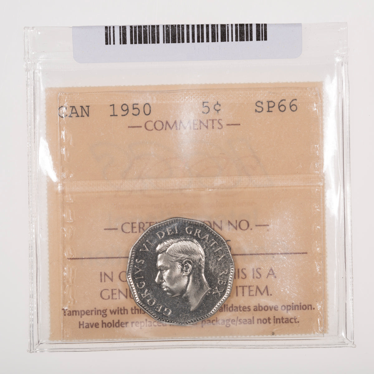 5 Cent 1950 ICCS SP-66