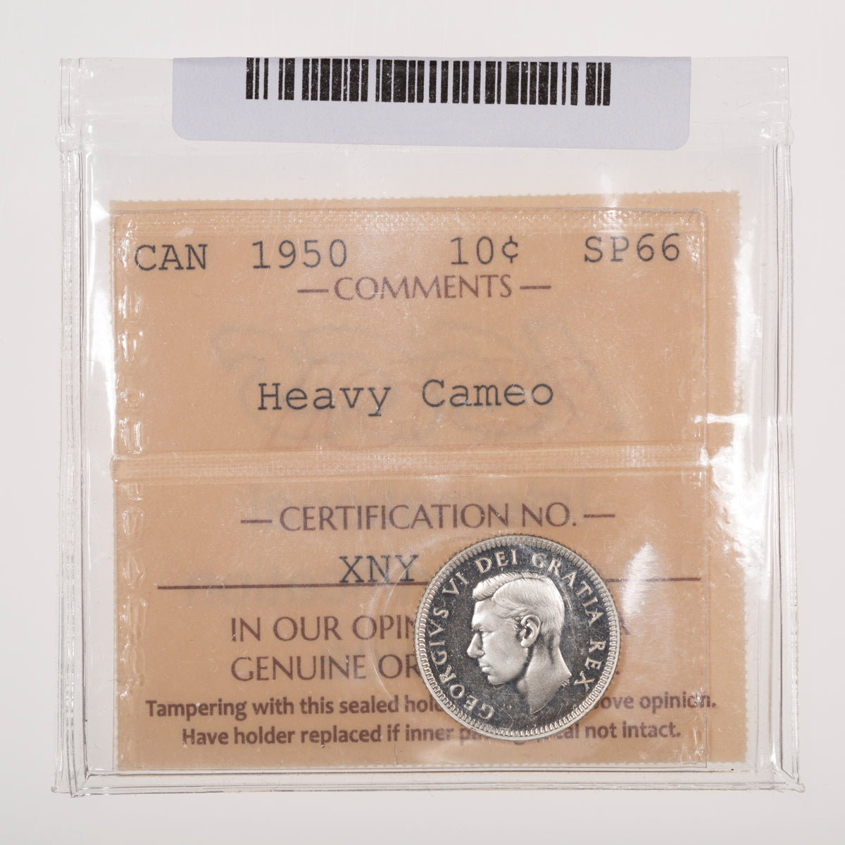 10 Cent 1950 ICCS SP-66 Heavy Cameo