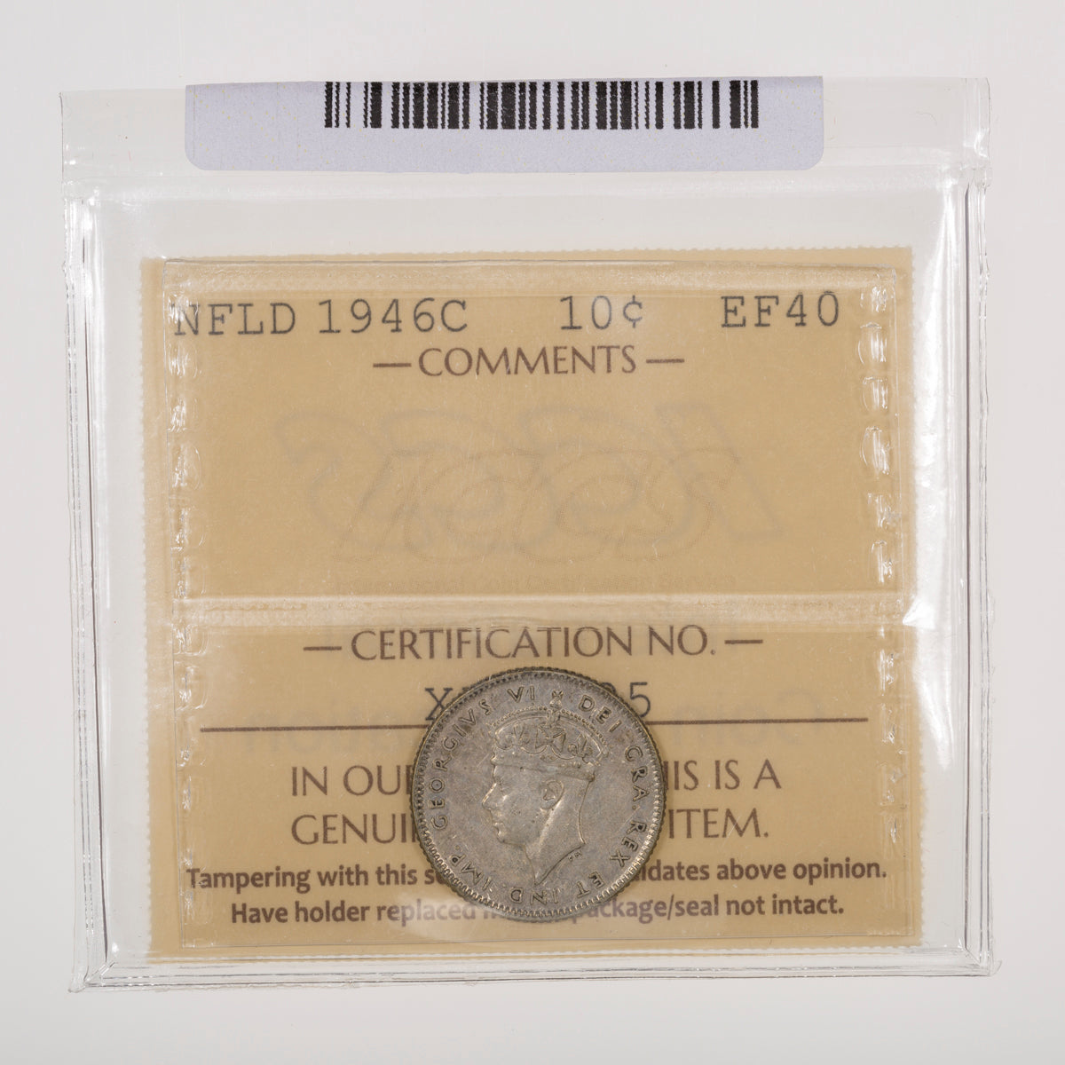 NFLD 10 Cent 1946C ICCS EF-40