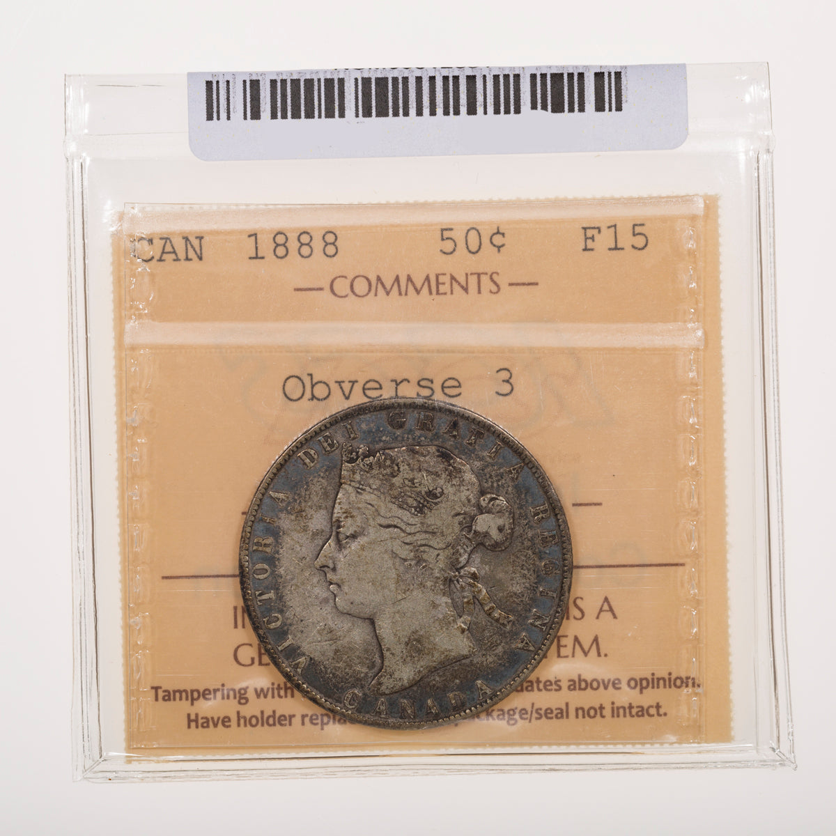 50 Cent 1888 Obverse 3 ICCS F-15