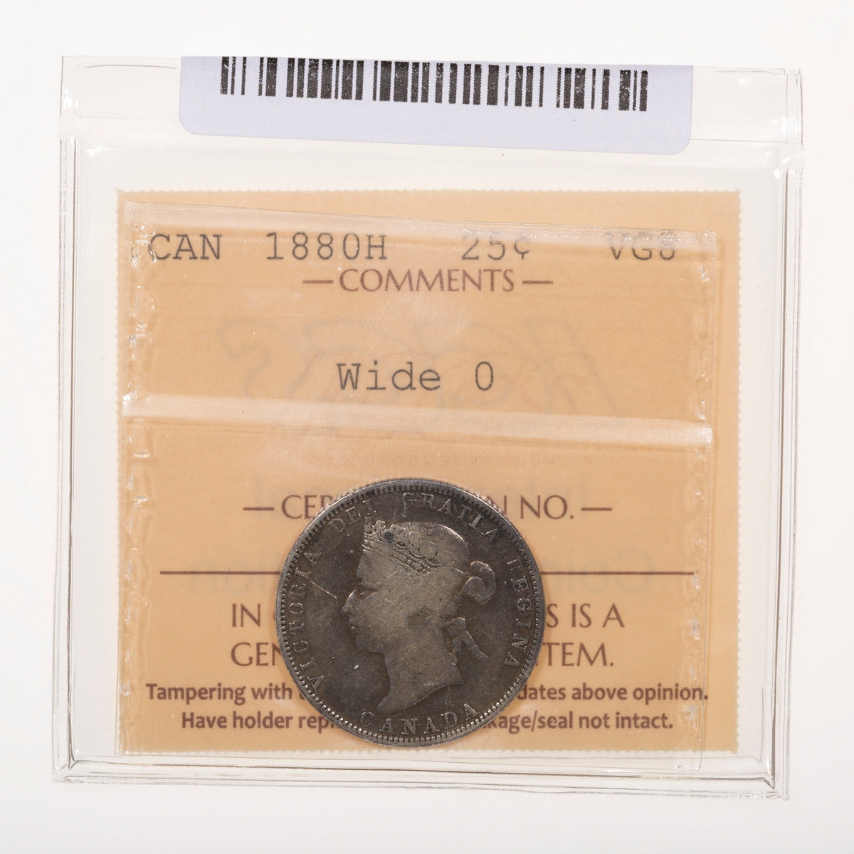 25 Cent 1880H Wide 0 ICCS VG-8