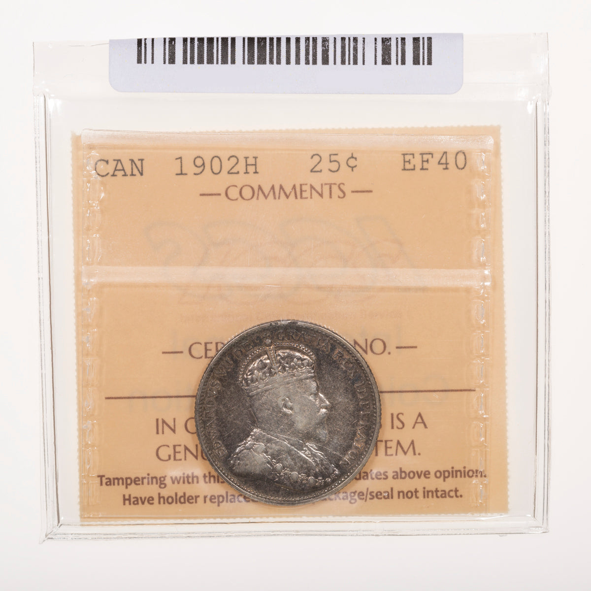 25 Cent 1902H ICCS EF-40