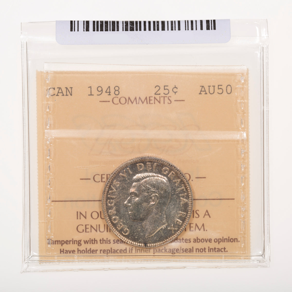 25 Cent 1948 ICCS AU-50