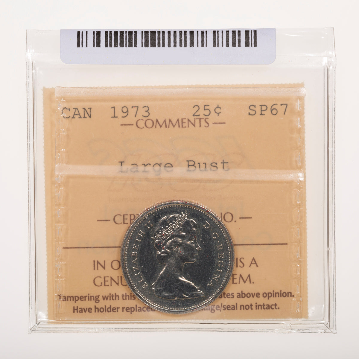 25 Cent 1973 Large Bust ICCS SP-67