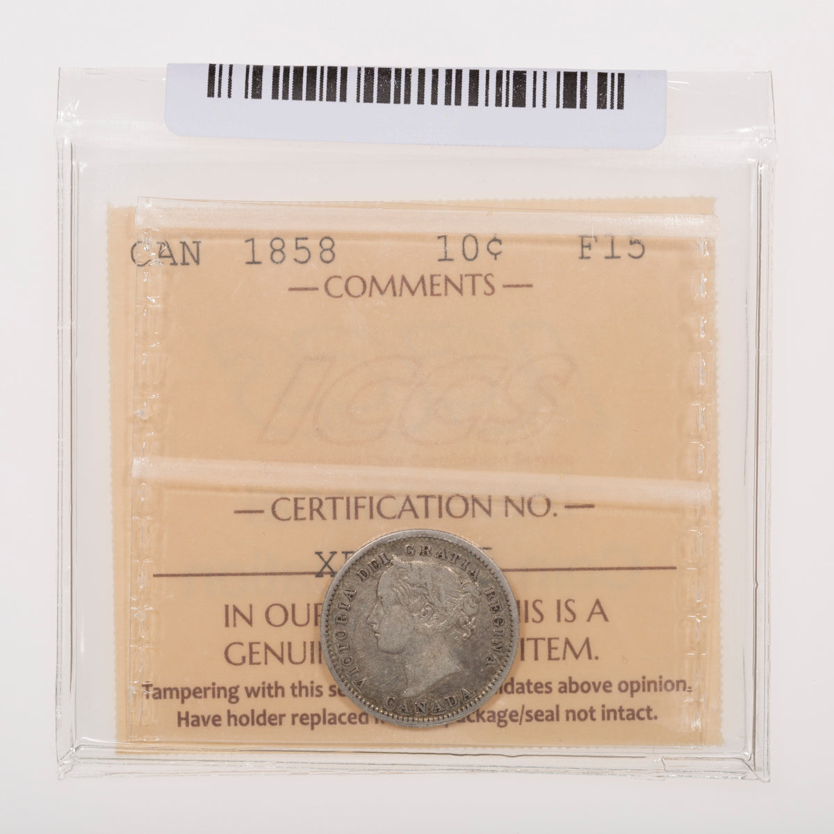 10 Cent 1858 ICCS F-15
