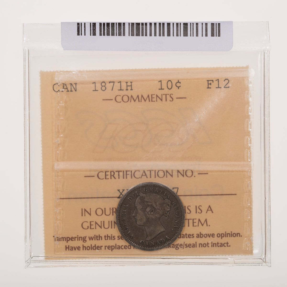 10 Cent 1871H ICCS F-12