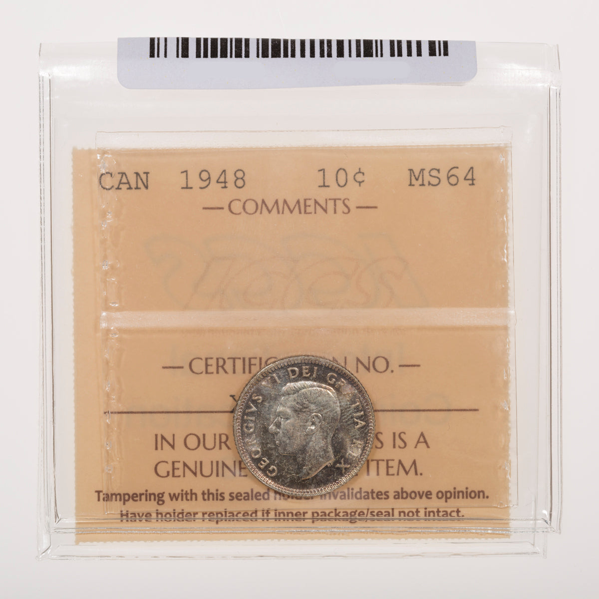 10 Cent 1948 ICCS MS-64