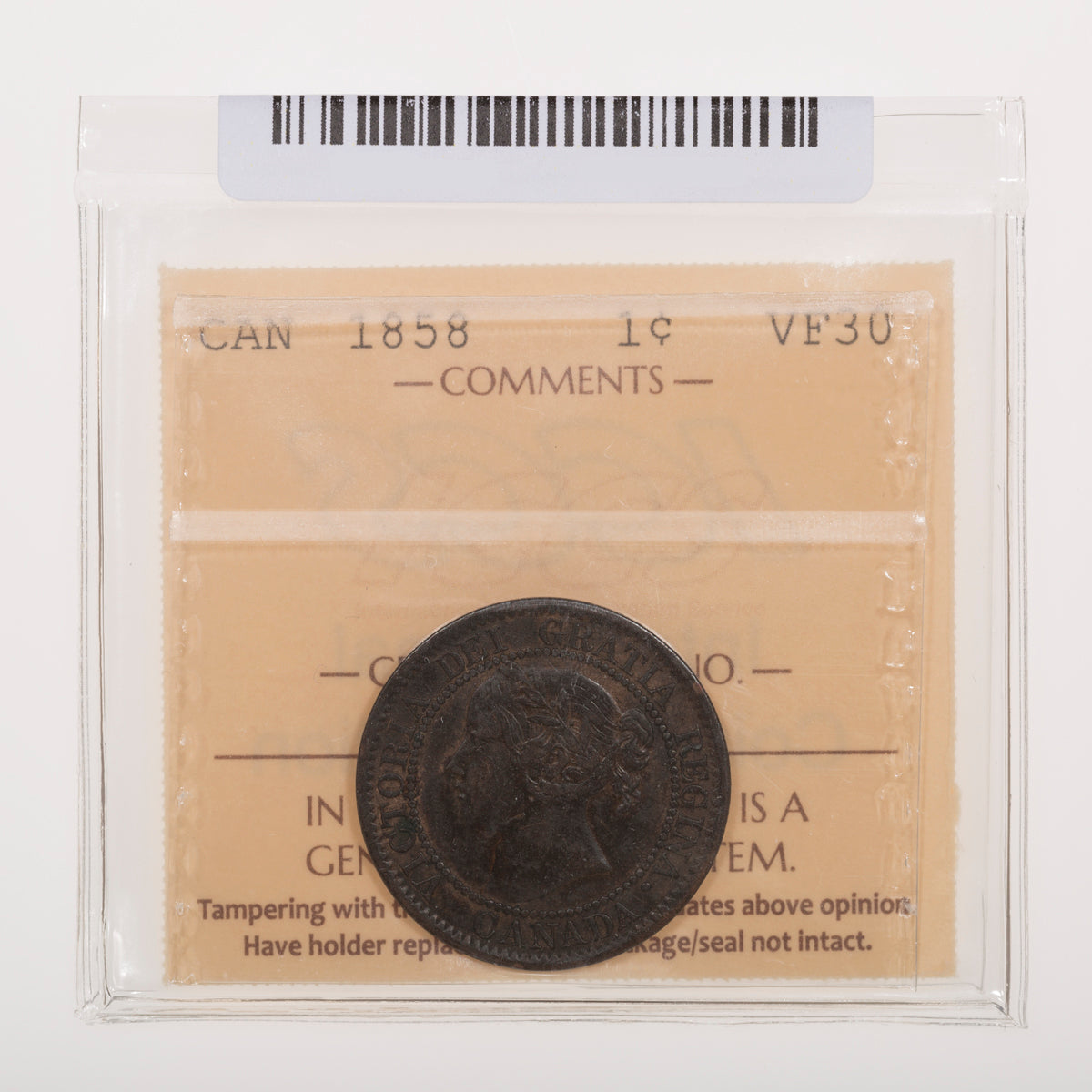 1 Cent 1858 ICCS VF-30