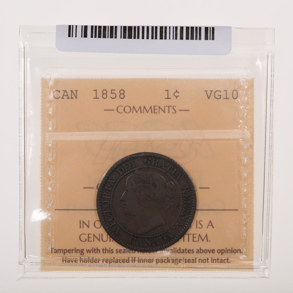 1 Cent 1858 ICCS VG-10
