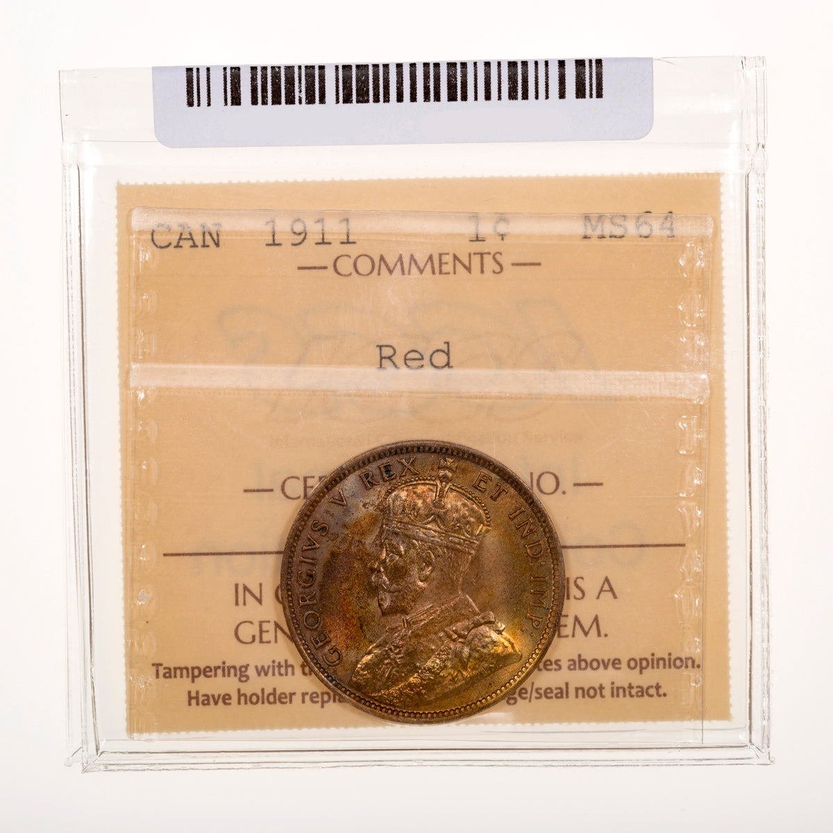 1 Cent 1911 ICCS MS-64 Red