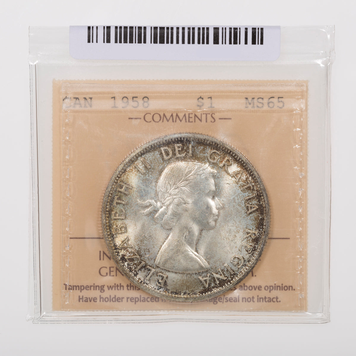 $1 1958 ICCS MS-65