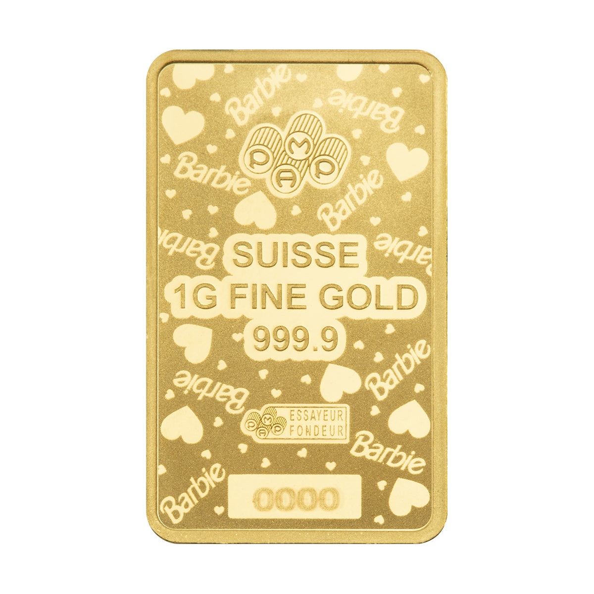 Barbie Valentine's Day 1g Pure Gold Bar