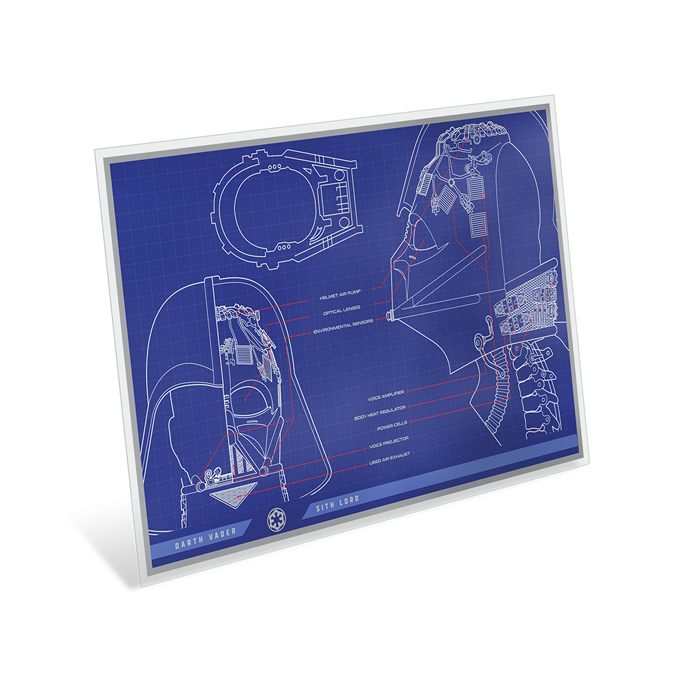 2025 $2 Star Wars™ Blueprint Series: Darth Vader Helmet - Pure Silver Foil