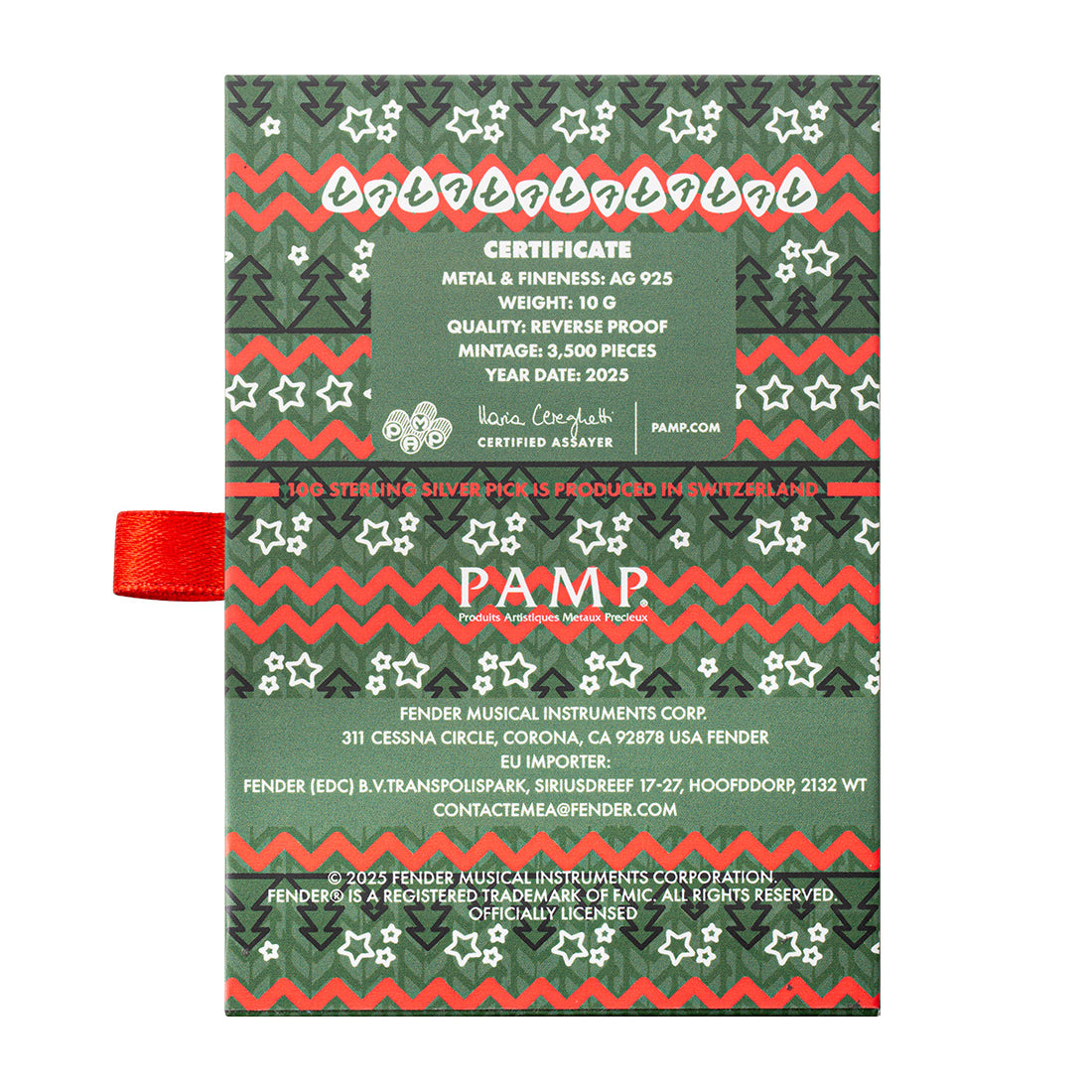 2025 Fender® Holiday Sterling Silver Guitar Pick