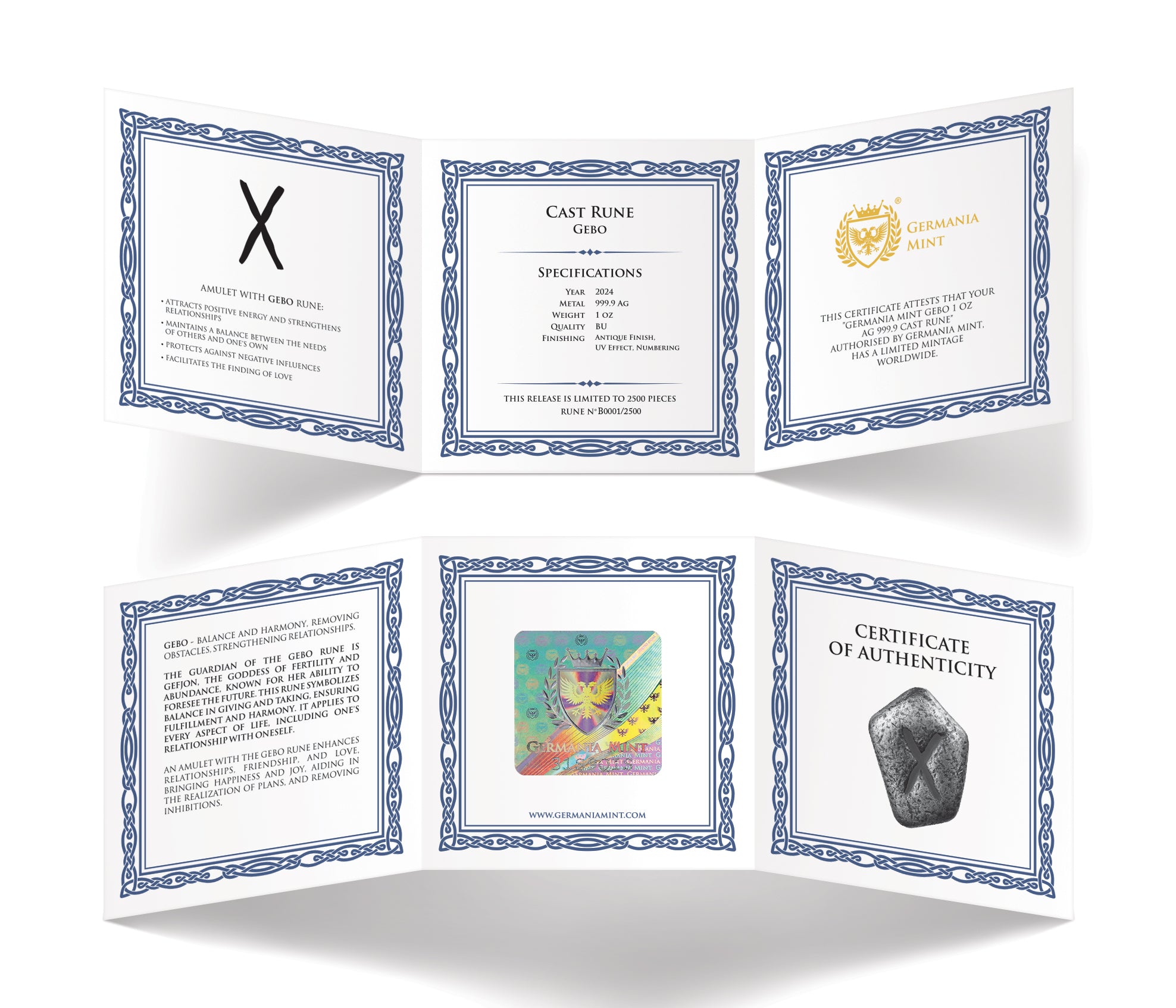 Gebo – 1 oz Pure Silver Cast Rune