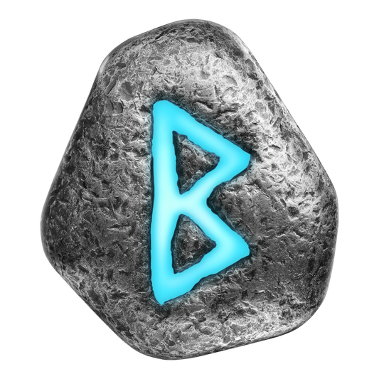 Berkanan 1 oz Pure Silver Cast Rune with UV light