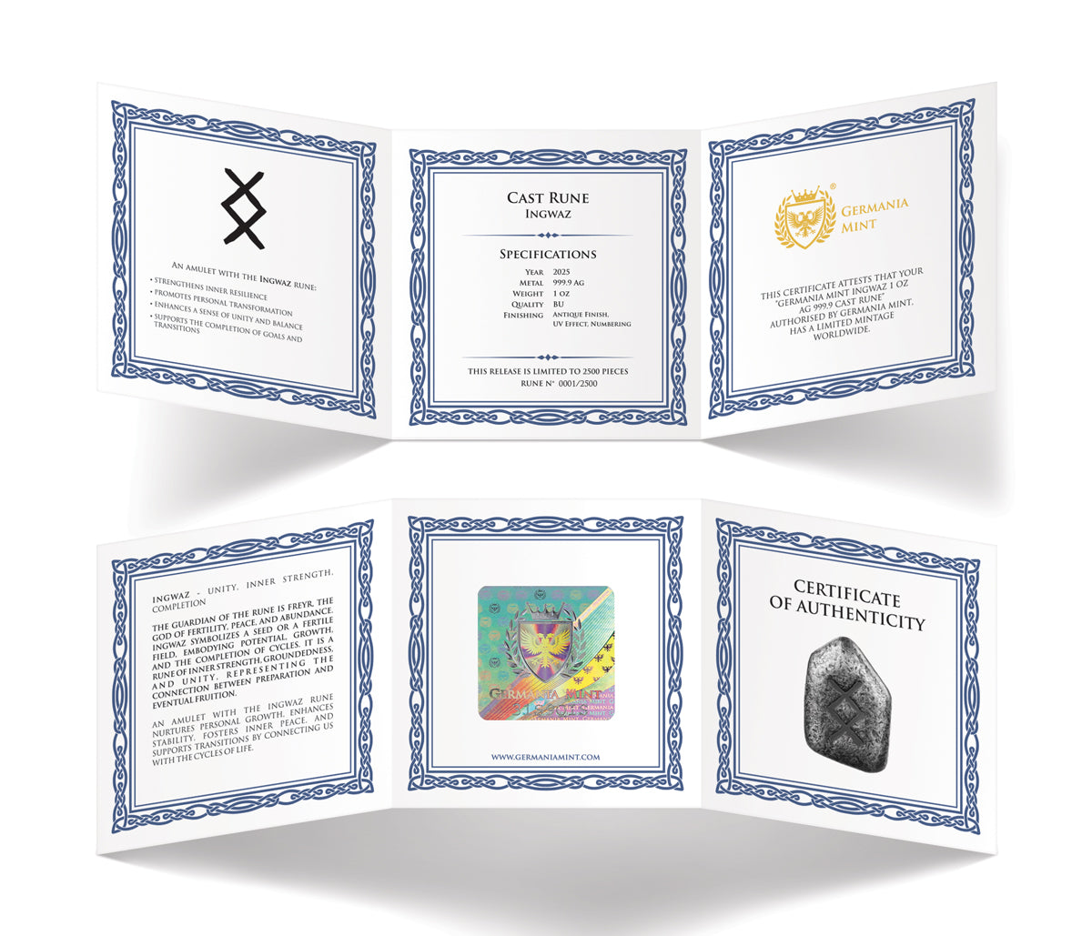 Ingwaz – 1 oz Pure Silver Cast Rune