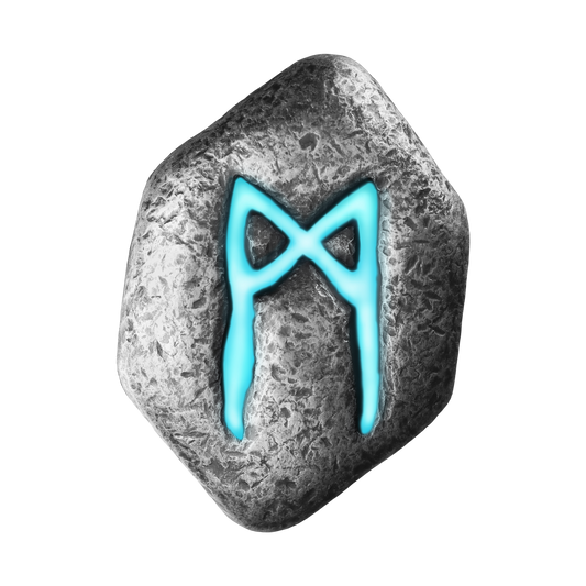 Mannaz – 1 oz Pure Silver Cast Rune with UV light