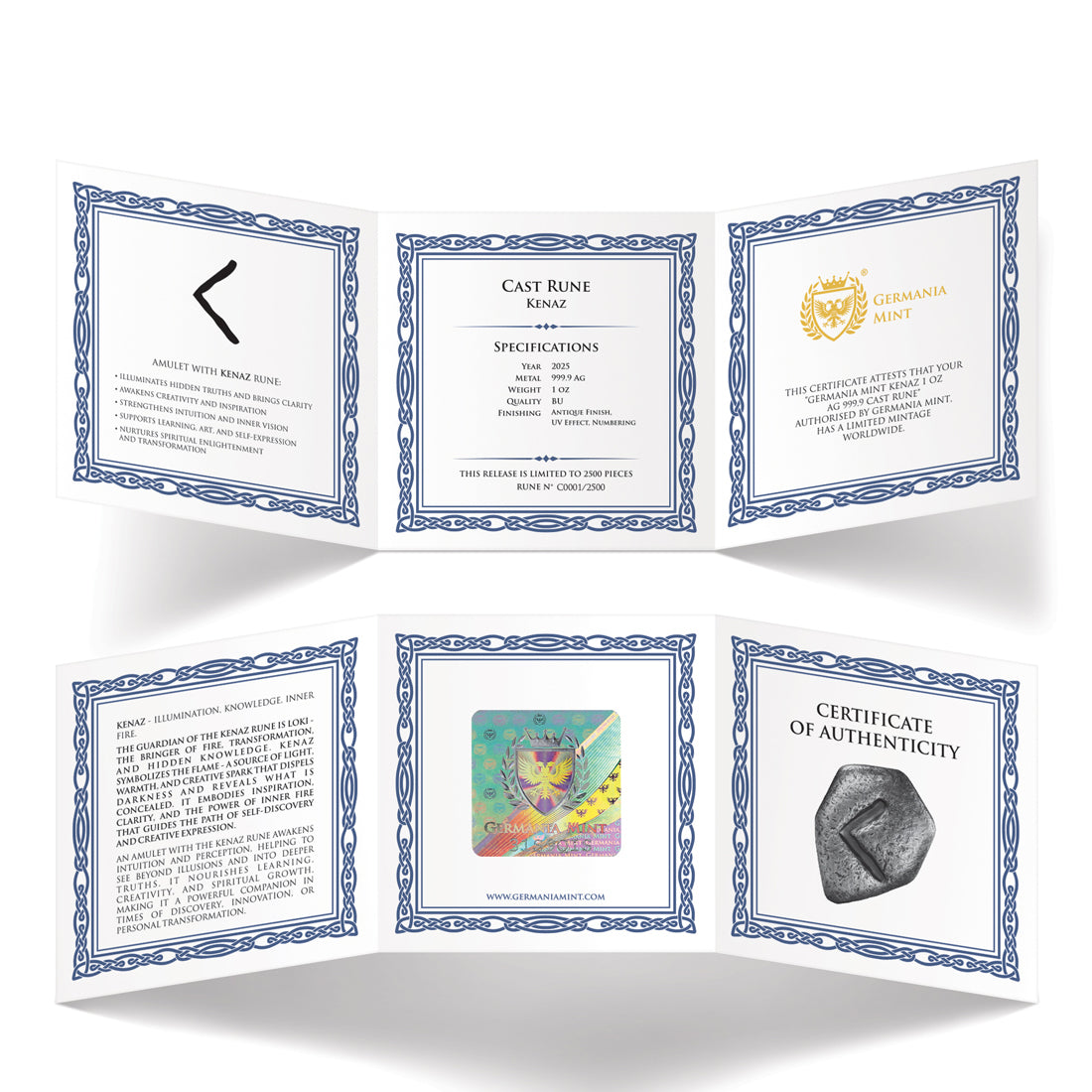 Kenaz 1 oz Pure Silver Cast Rune