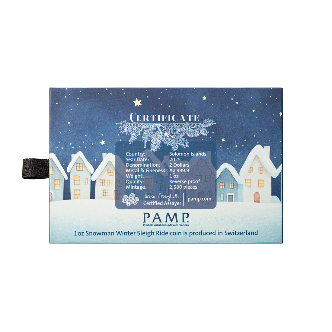 2025 $2 Snowman Sleigh Ride - Pure Silver Coin